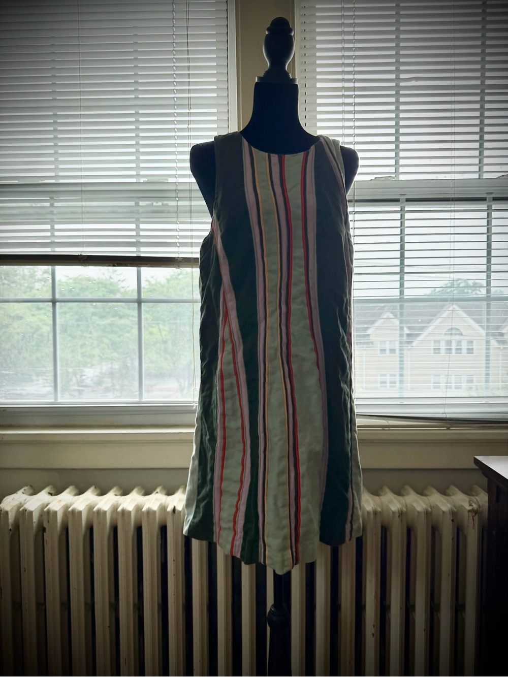 Maeve Sleeveless Striped Mini Dress — Green Red & Pink